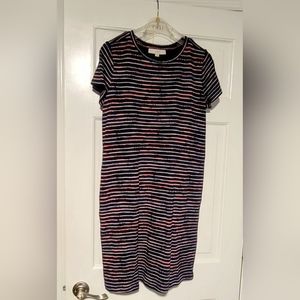 LOFT Navy, Multicolor-striped T-shirt Dress